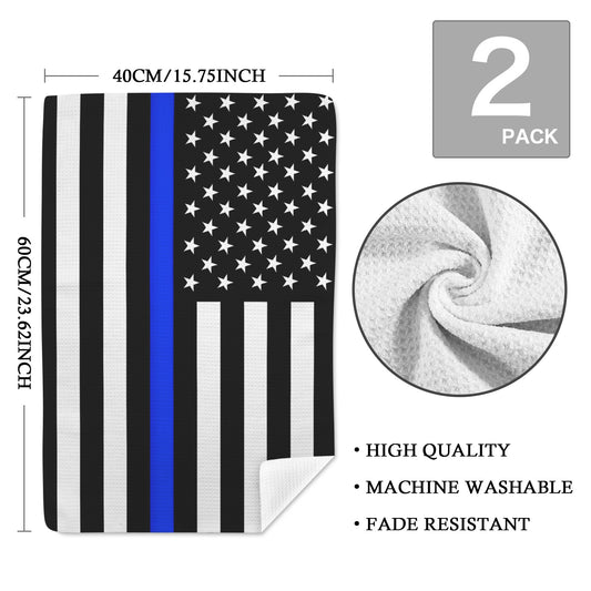 Thin Blue Line Flag Inspired Kitchen Towel 40X60cm (Pack of 2) (Made in the USA)
