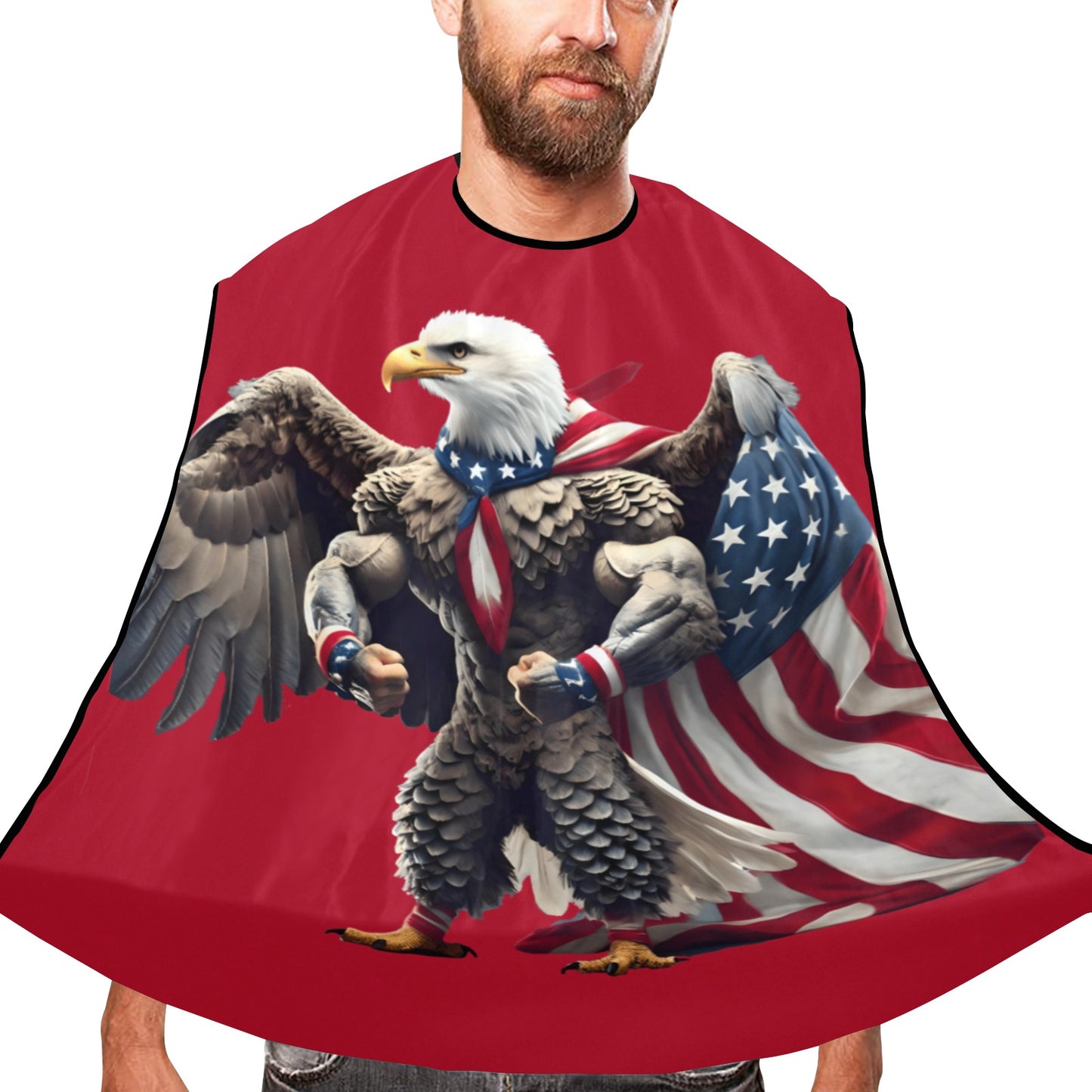 USA/American Flag Inspired Bald Eagle American Flag With Cape Beard Bib Apron for Men Shaving & Trimming