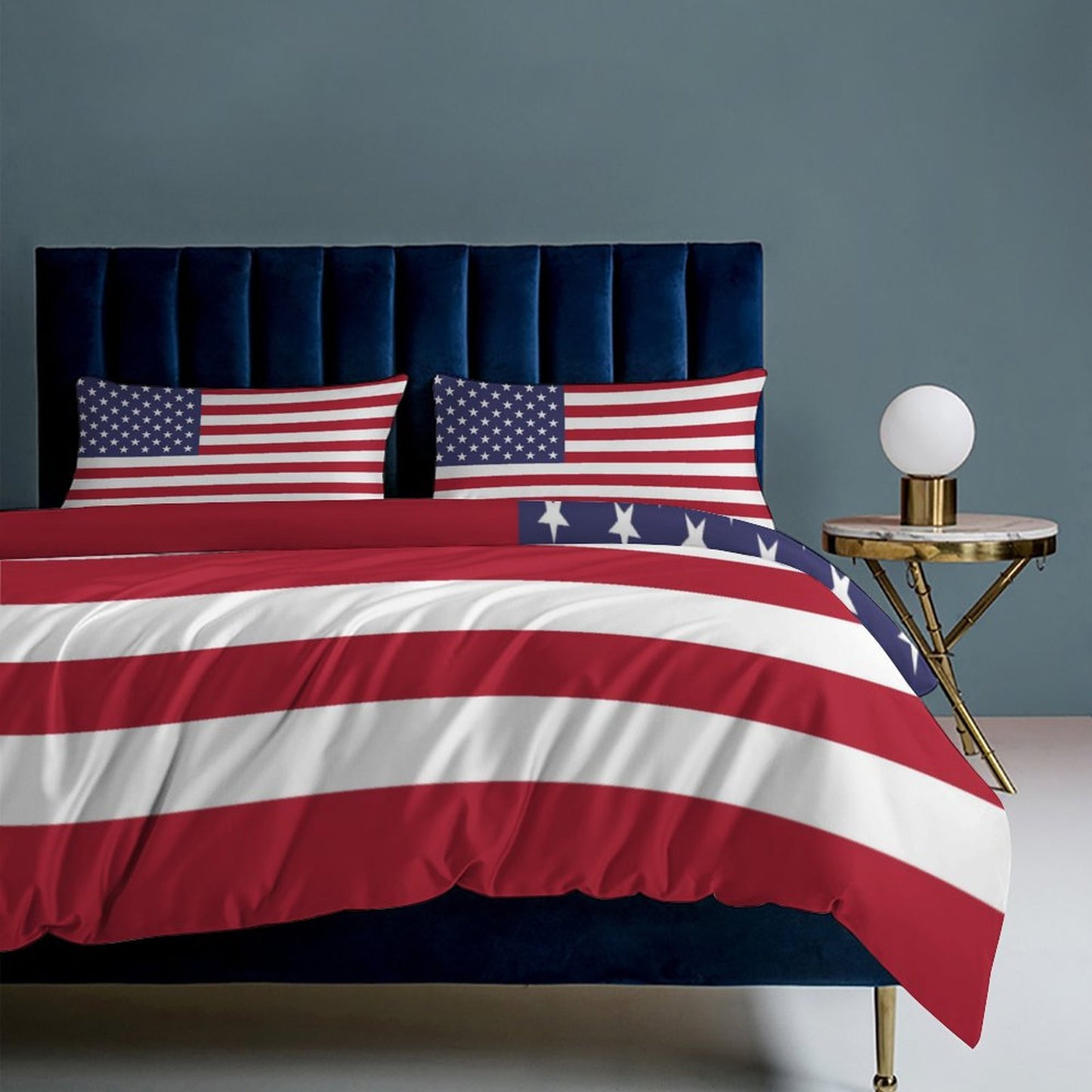 USA/American Flag Inspired 3-Piece Bedding Set (1 Duvet Cover + 2 Pillow Shams) – 102"×90"