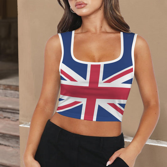 UK/Great Britain Flag Inspired Square Neck Crop Tank Tops