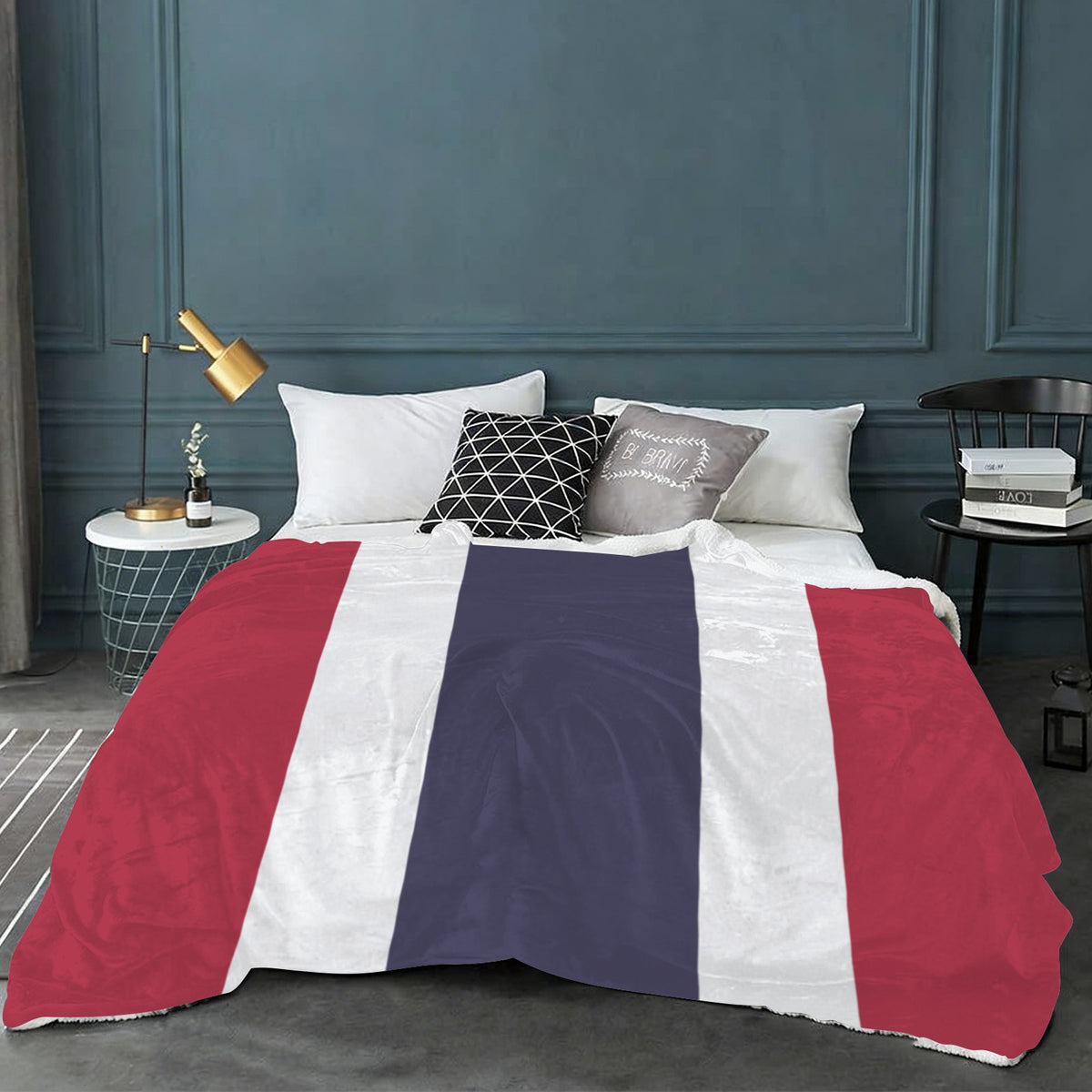 Thailand Flag Inspired Sherpa Fleece Blanket 90" x 108" | Printed in the USA
