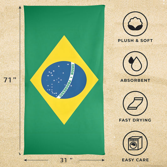 Brazil Flag Inspired Beach Towel (Made in the USA)