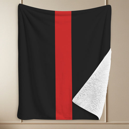 Thin Red Line Flag Inspired Sherpa Fleece Blanket 90" x 108" | Prtinted in the USA