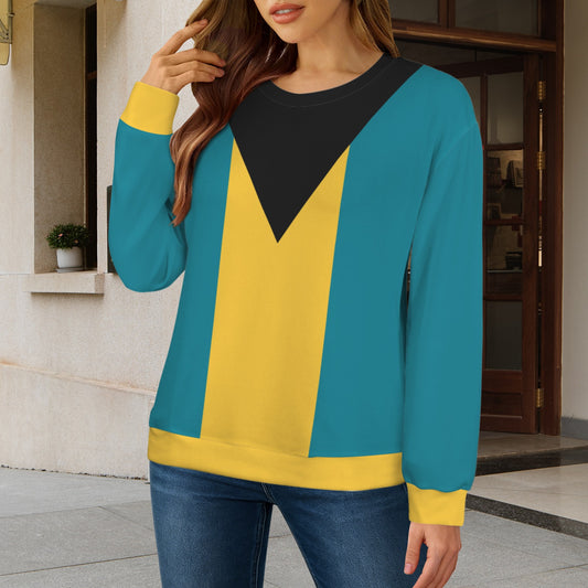 Bahamas Flag Inspired Women's Crew Neck Sweater Printed in the USA
