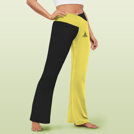 Gadsden Flag Inspired Women's V-Crossover High Waisted Flare Leggings