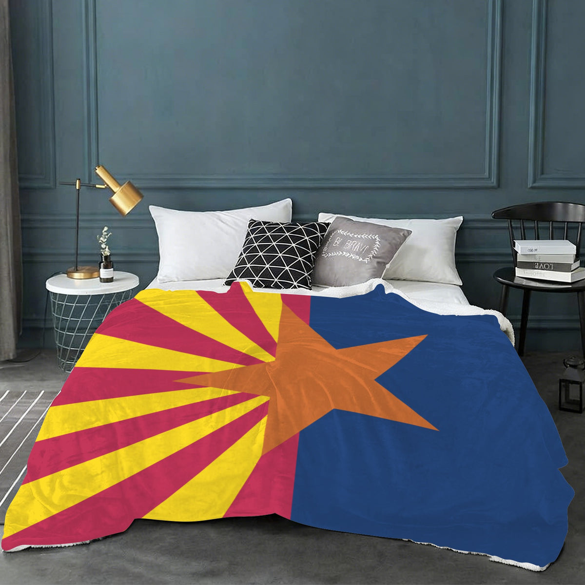 Arizona Flag Inspired Sherpa Fleece Blanket 90" x 108" | Prtinted in the USA