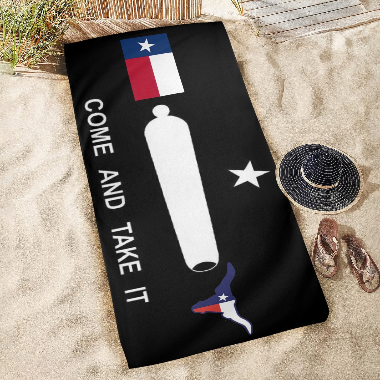 Texas Flag Inspired Come and Take It Flag Beach Towel 31"x71" (Made in USA)