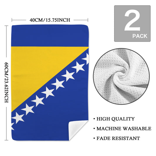 Bosnia and Herzegovina Flag Inspired Kitchen Towel 40X60cm (Pack of 2) | Printed In the USA