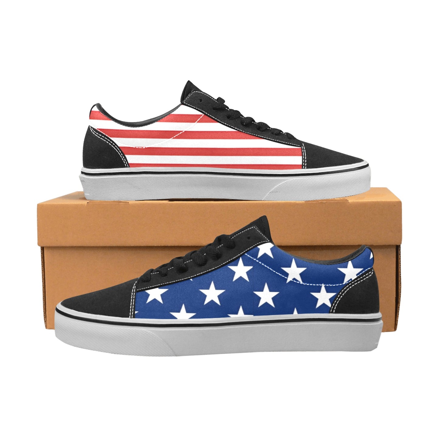 USA/American Flag Inspired Women's Lace-Up Canvas Shoes