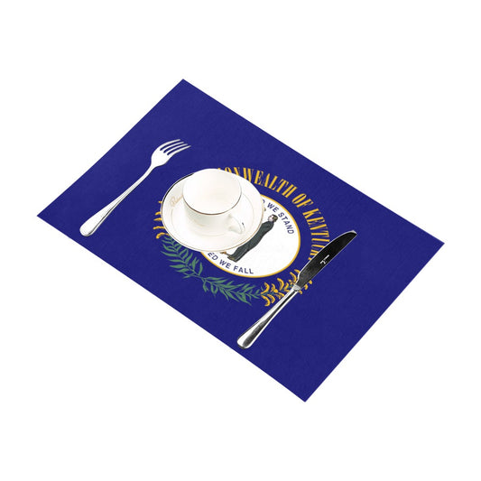 "Luv My Flag placemat featuring Kentucky design with tableware."