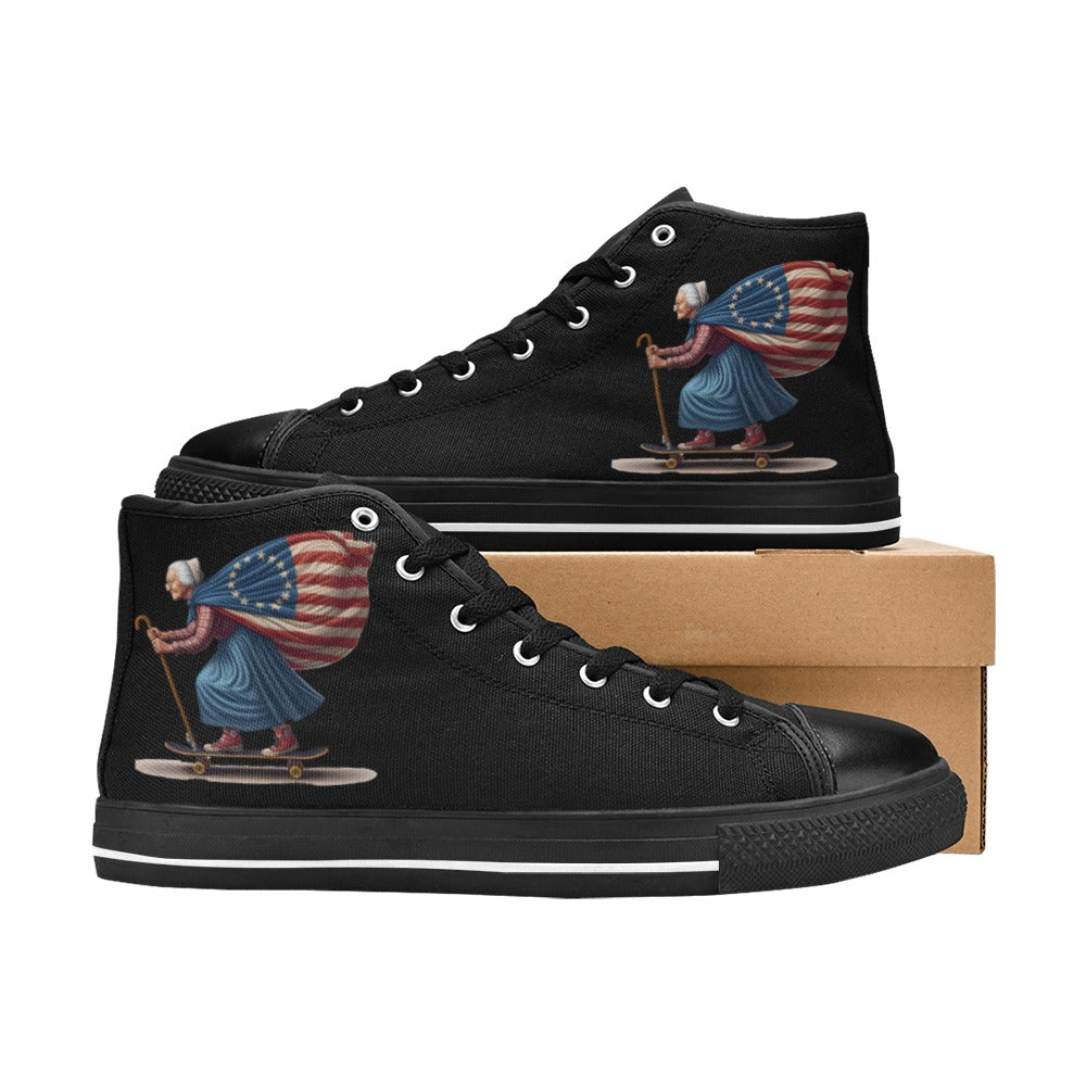 USA/American Betsy Ross Skater Mens High Top Canvas Shoes