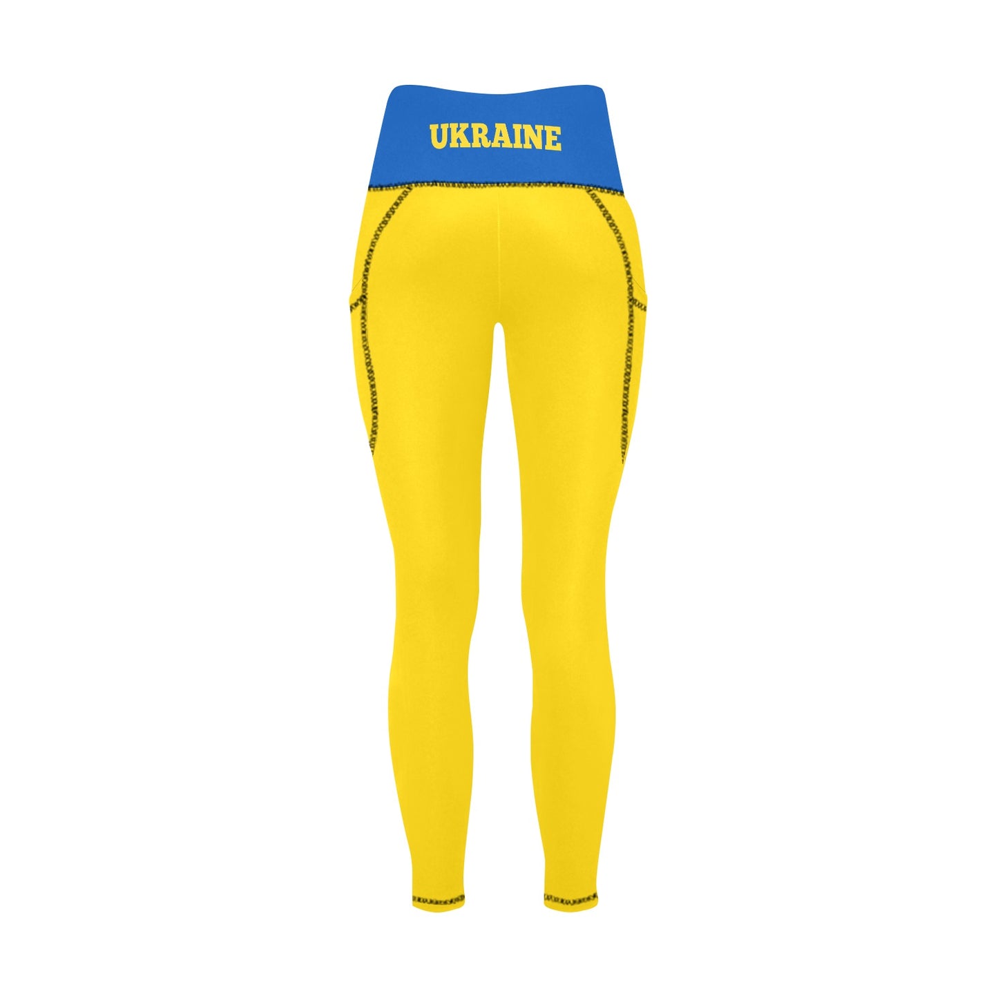 Ukraine Flag Inspired Women's High Waist Leggings with Pockets