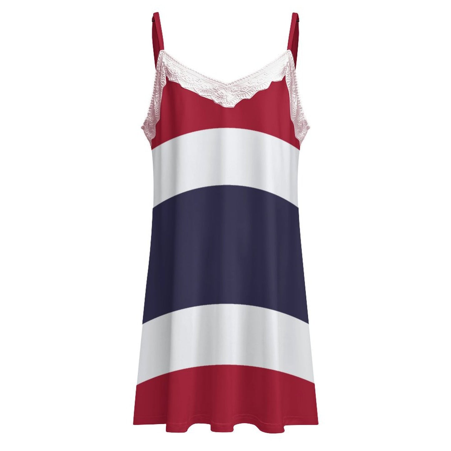 Thailand Flag Inspired Lace Trim Camisole Nightgown