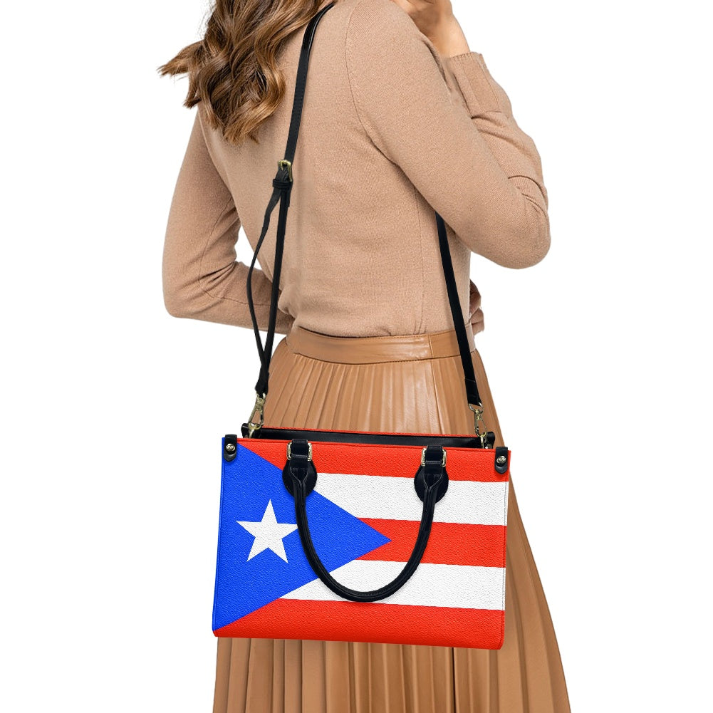 Puerto Rico Flag Bag With Island Swag – PU Leather Purse With Bold Tag - Luv My Flag