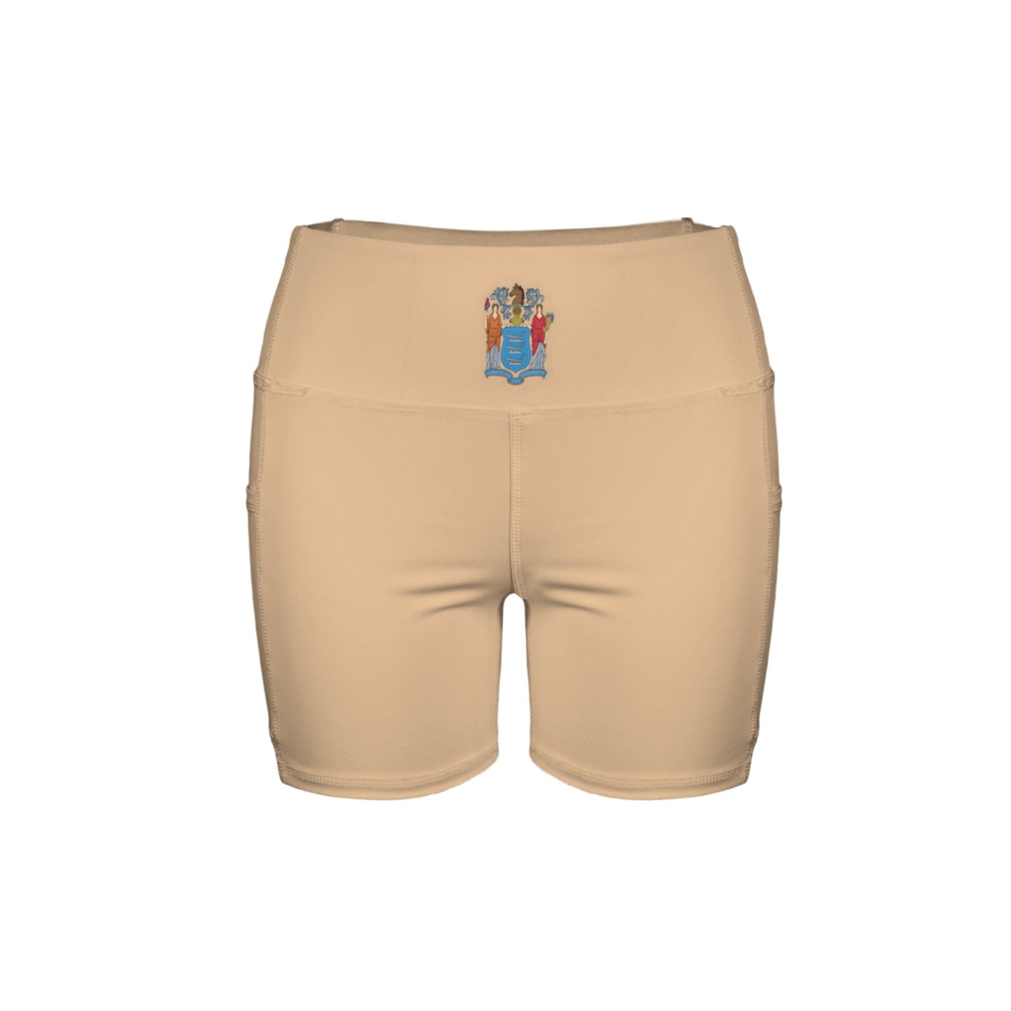 New Jersey Flag Inspired Pocket Yoga Active Shorts