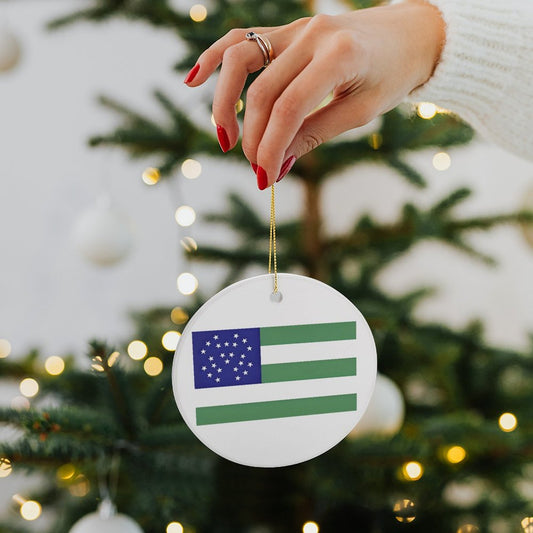 NYPD Flag Inspired Circle Ceramic Ornament Made in USA Circle Ceramic Ornament (Made in USA)