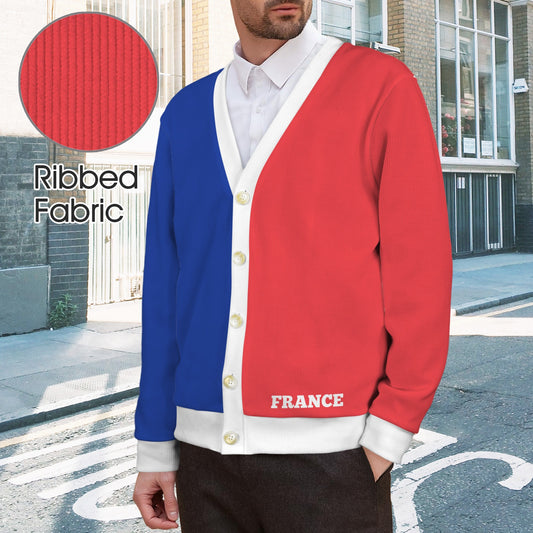 France Flag Inspired Men's Cardigan
