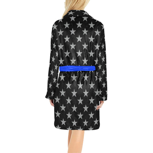 Thin Blue Line Flag Inspired Women's Fleece Robe