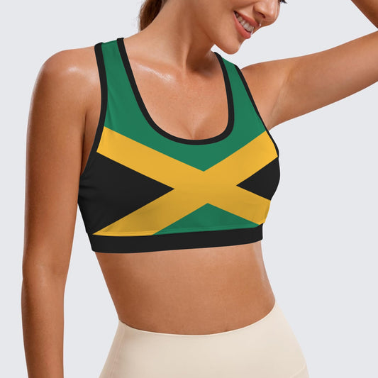 Jamaica Flag Racerback Sports Bra