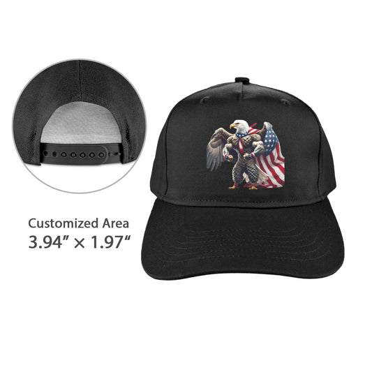 Bald Eagle American Flag Cape Baseball Cap (Made in USA)