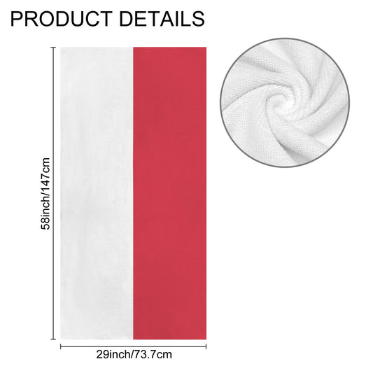 Monaco Flag Inspired Custom Bath Towel 29"x58"(Made in USA)