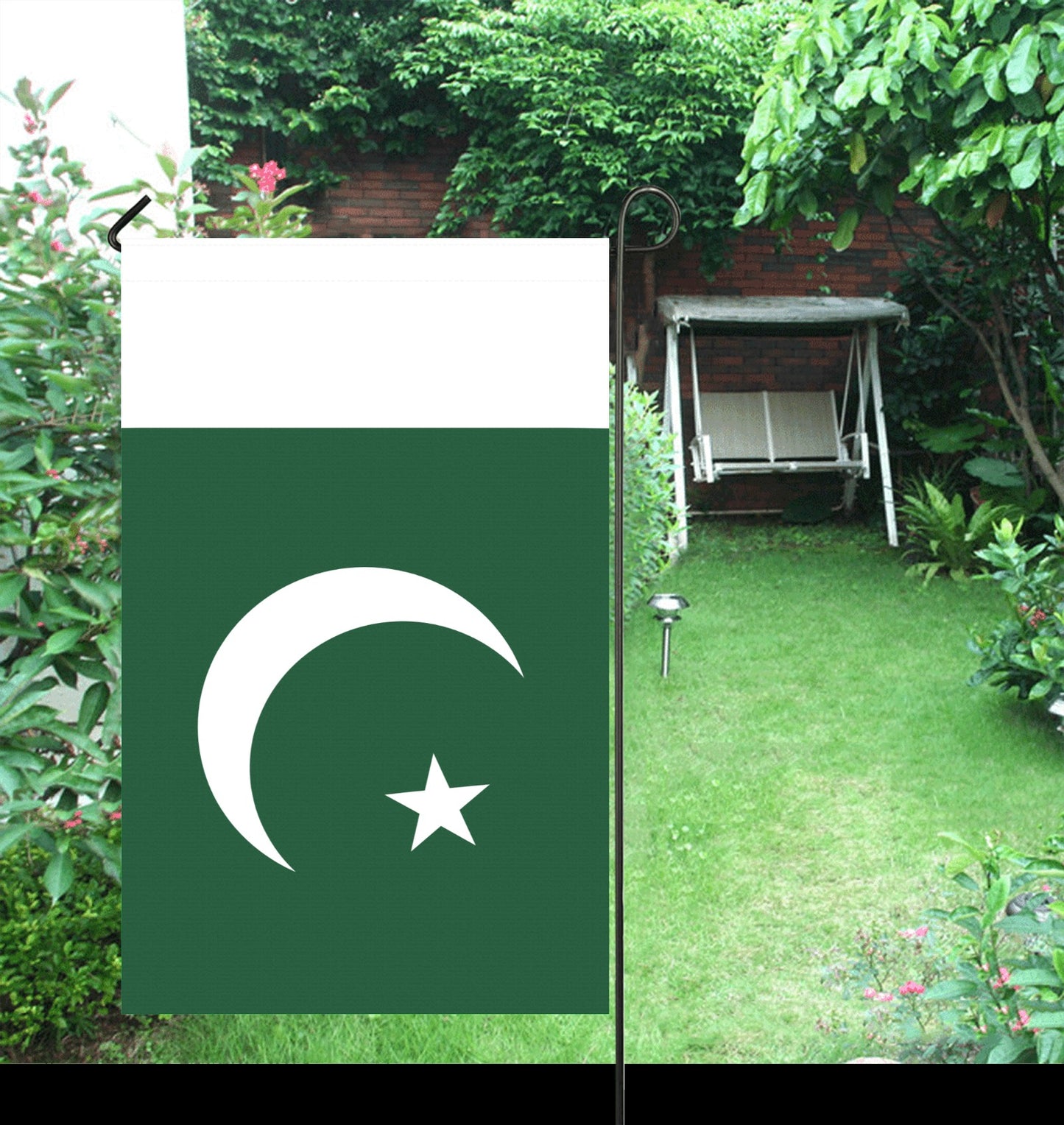 Luv My Flag garden flag displaying Pakistani crescent and star.