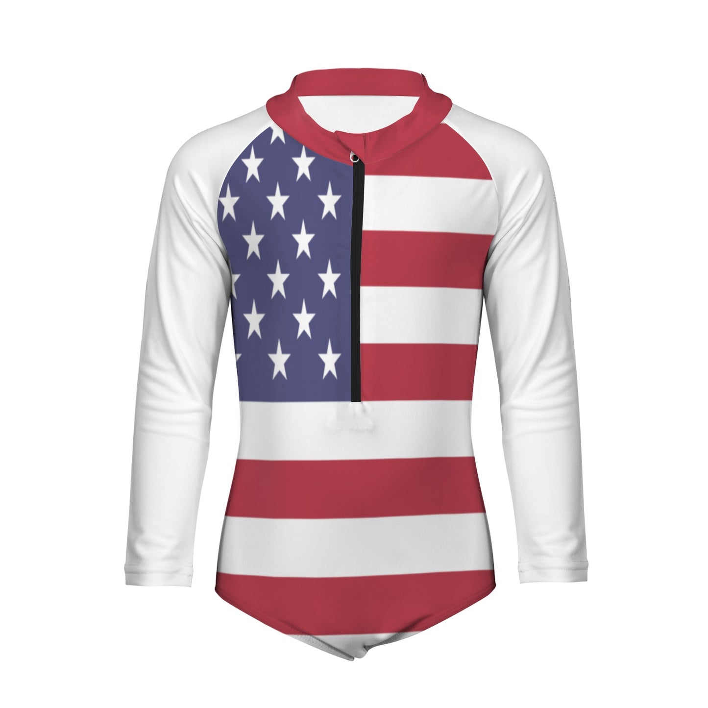 USA/American Flag Little Girls' Long Sleeve One-Piece Swimsuit