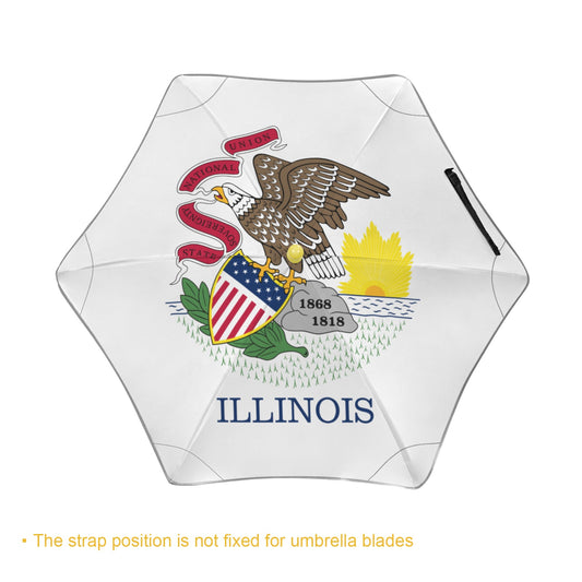 Illinois Flag Inspired Kids Safe Round Corner Umbrella