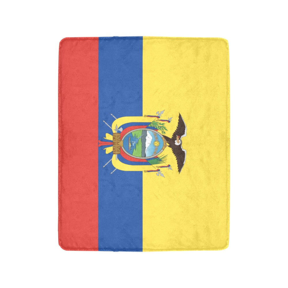 Ecuadorian flag-themed fleece blanket by Luv My Flag, colorful.