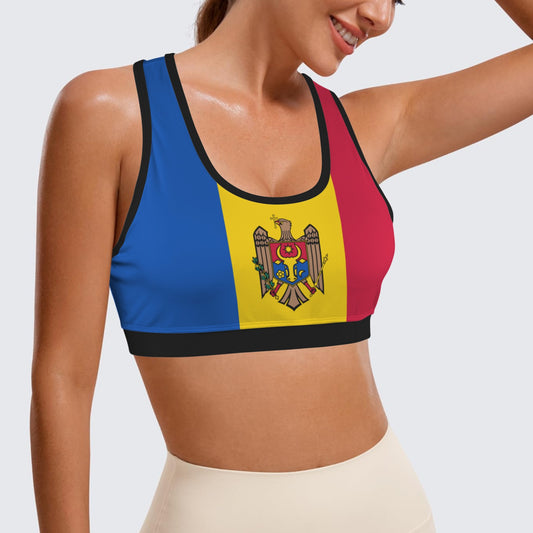 Moldova Flag Racerback Sports Bra