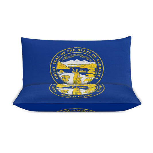 Nebraska Flag Inspired 3-Piece Bedding Set (1 Duvet Cover + 2 Pillow Shams) – 102"×90"