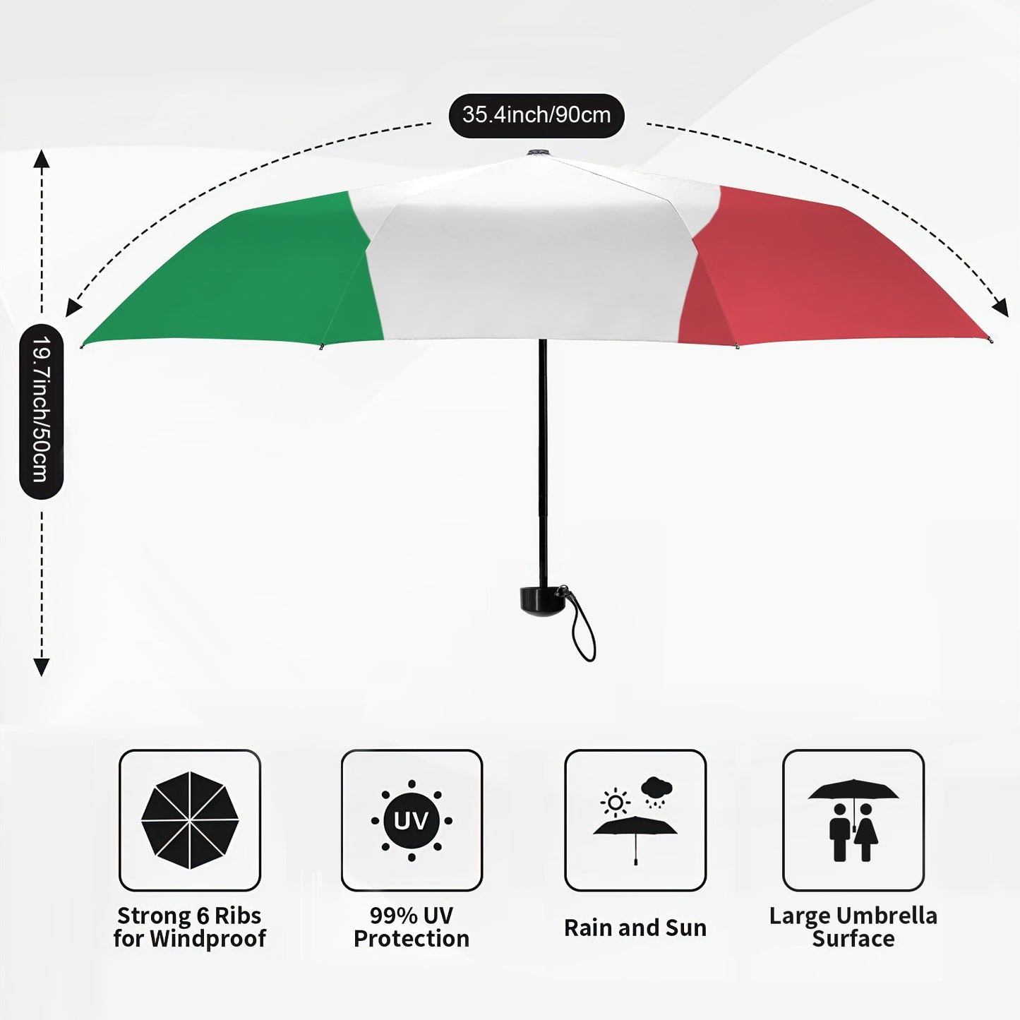 Italy Flag Inspired Mini Compact Umbrella