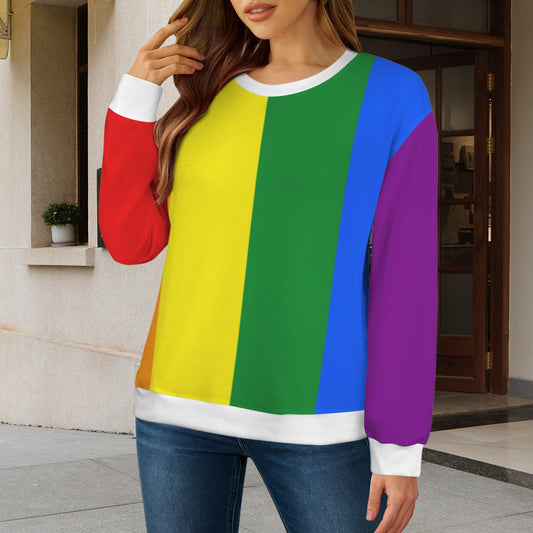 Rainbow Flag Inspired Women's Crew Neck Sweater Printed in the USA