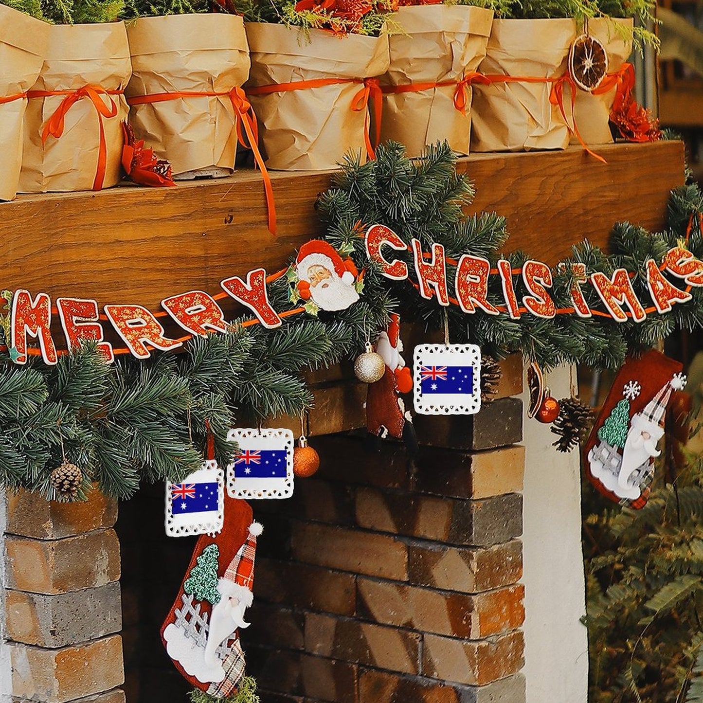 Australia Flag Inspired Square Ceramic Ornament Made in the USA