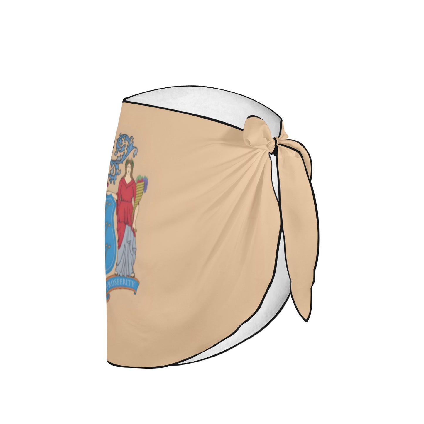Luv My Flag beige headscarf featuring detailed colorful emblem.