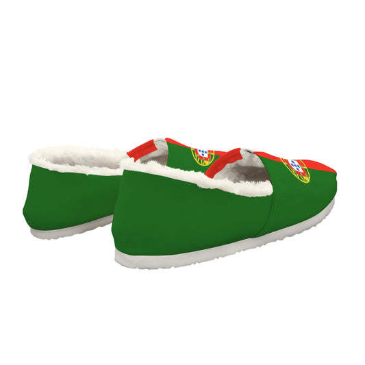 Portugal Flag Inspired Women's Fleece-Lined Canvas Slip-On