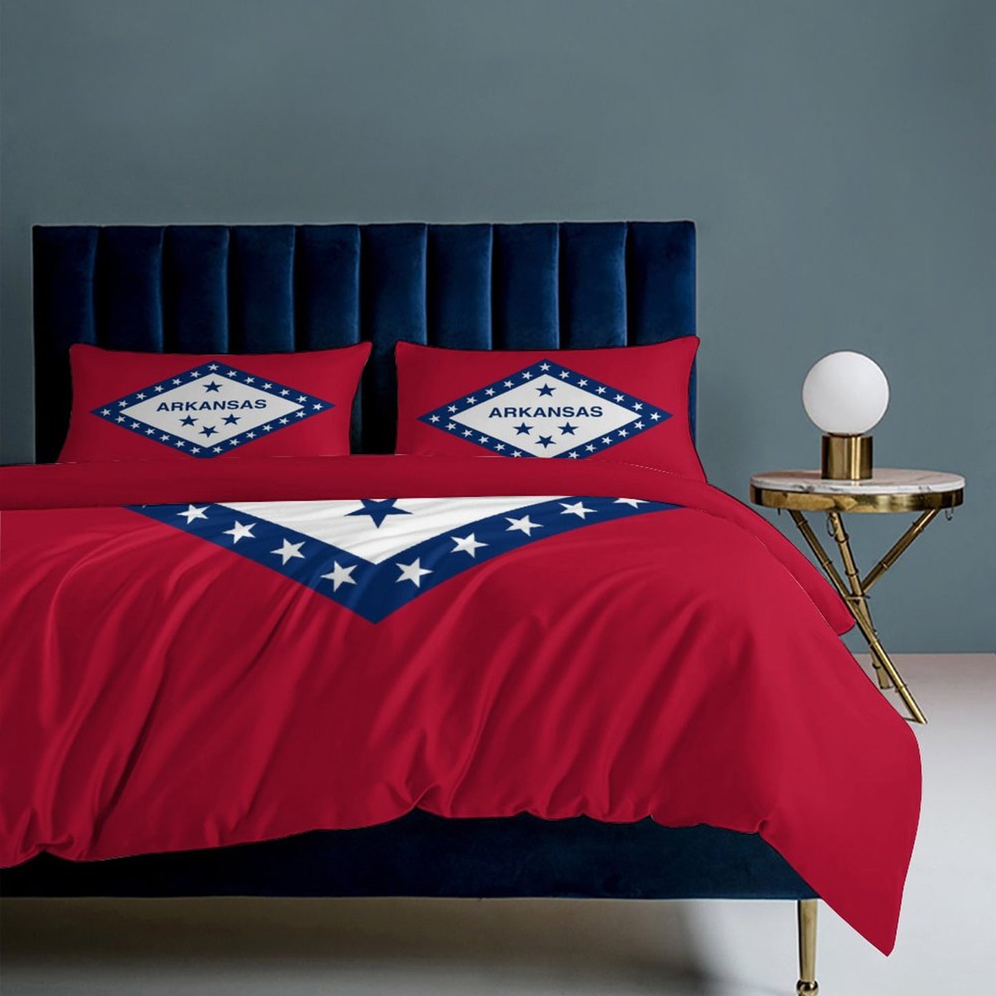 Arkansas Flag Inspired 3-Piece Bedding Set (1 Duvet Cover + 2 Pillow Shams) – 102"×90"