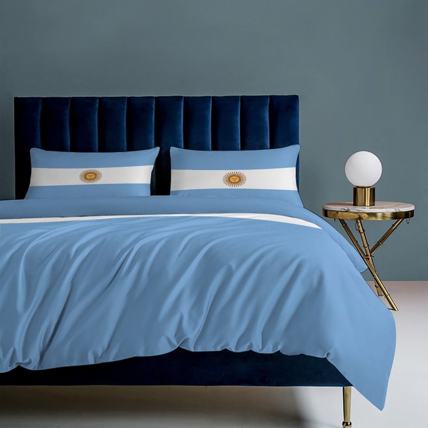 Argentina Flag Inspired 3-Piece Bedding Set (1 Duvet Cover + 2 Pillow Shams) – 102"×90"