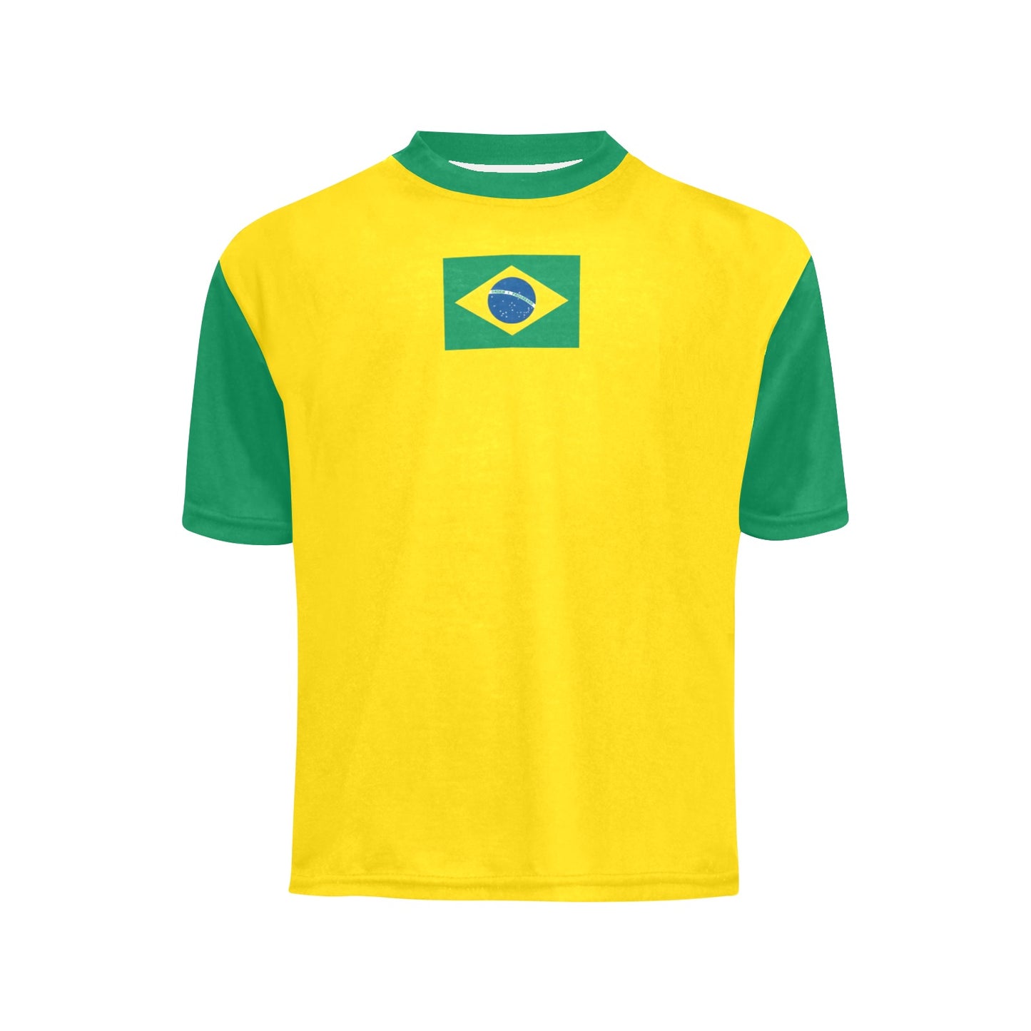 Brazil Flag Boys Crew Neck T-Shirt Made in the USA