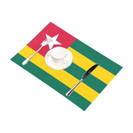 Luv My Flag placemat displaying Togo flag design with cutlery.