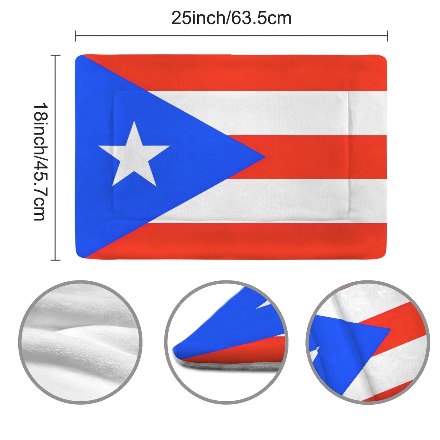Puerto Rico Flag Inspired Pet Mat 25x18inch (Made in the USA)