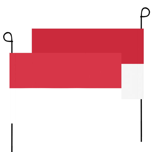 Two red white flags on poles, Luv My Flag.