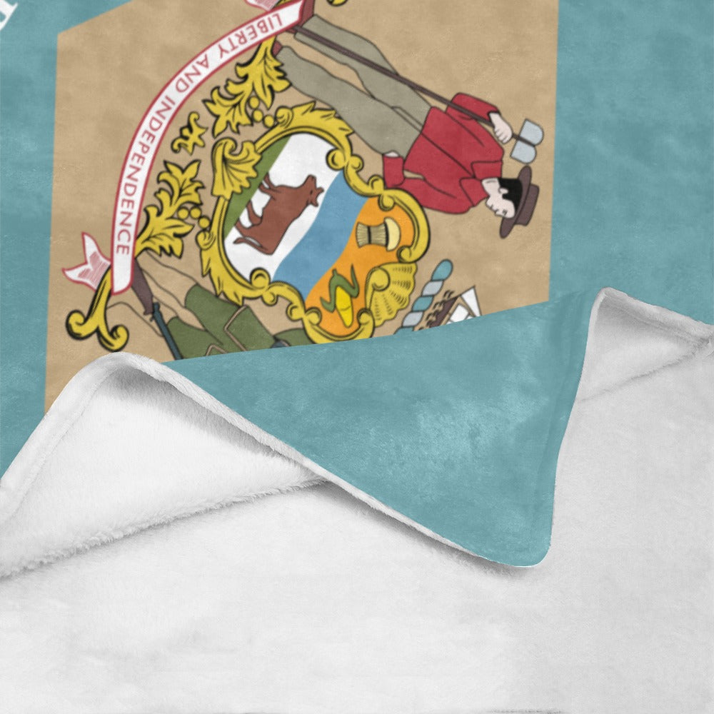 Luv My Flag blanket showcasing detailed emblem and design.