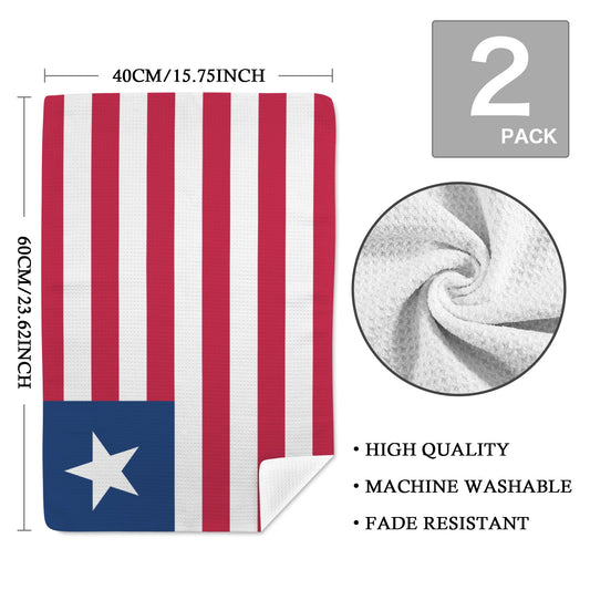 Liberia Flag Inspired Kitchen Towel 40X60cm (Pack of 2) | Printed In the USA