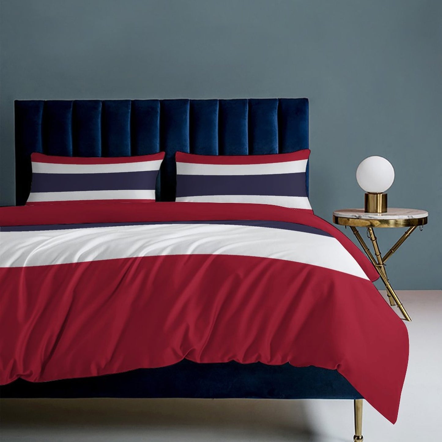 Thailand Flag Inspired 3-Piece Bedding Set (1 Duvet Cover + 2 Pillow Shams) – 102"×90"