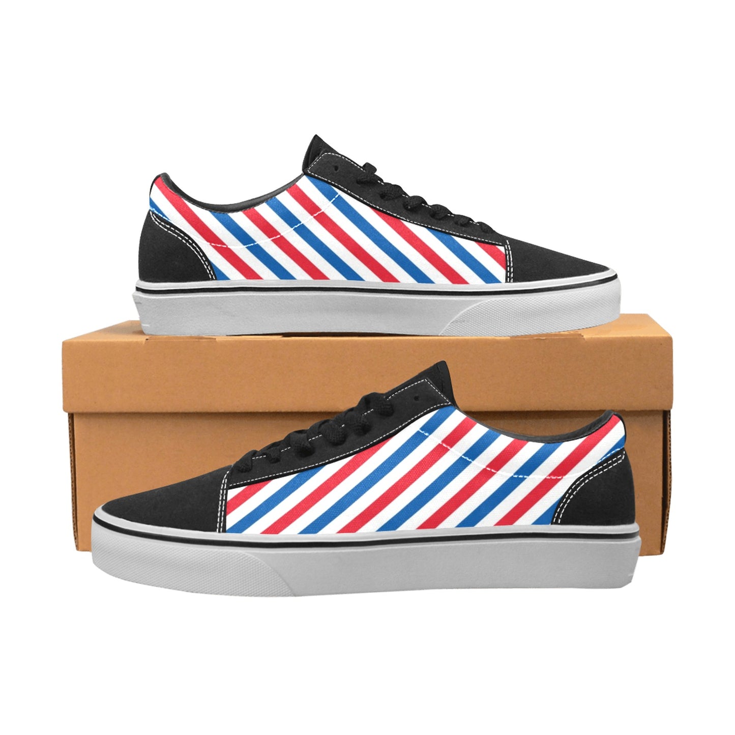 USA/American Flag Inspired Striped Pattern Men's Lace-Up Canvas Shoes