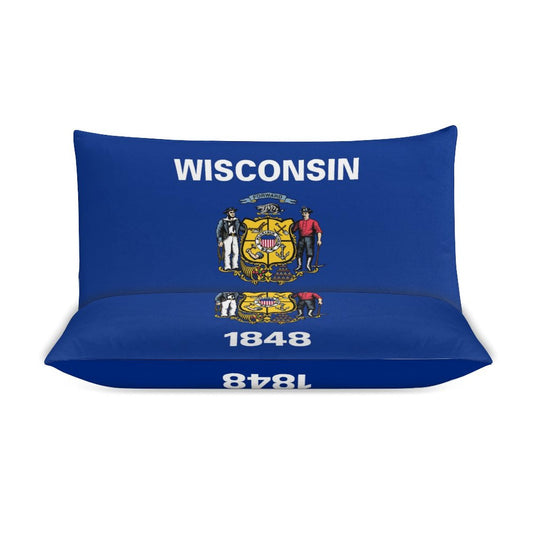 Wisconsin Flag Inspired 3-Piece Bedding Set (1 Duvet Cover + 2 Pillow Shams) – 102"×90"