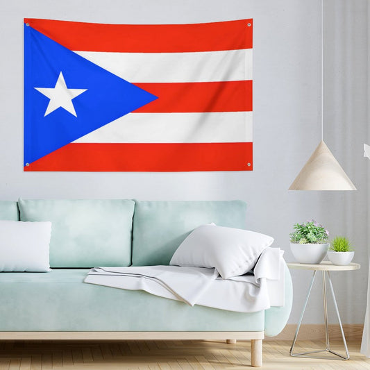 Puerto Rico Flag Inspired Wall Mount Flag with Four Grommets (35x59 in)