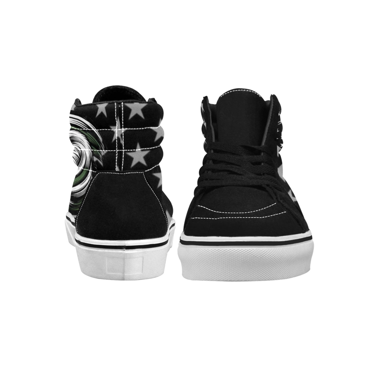Thin Green Line Flag Inspired Eagle Women's High Top Canvas Shoes