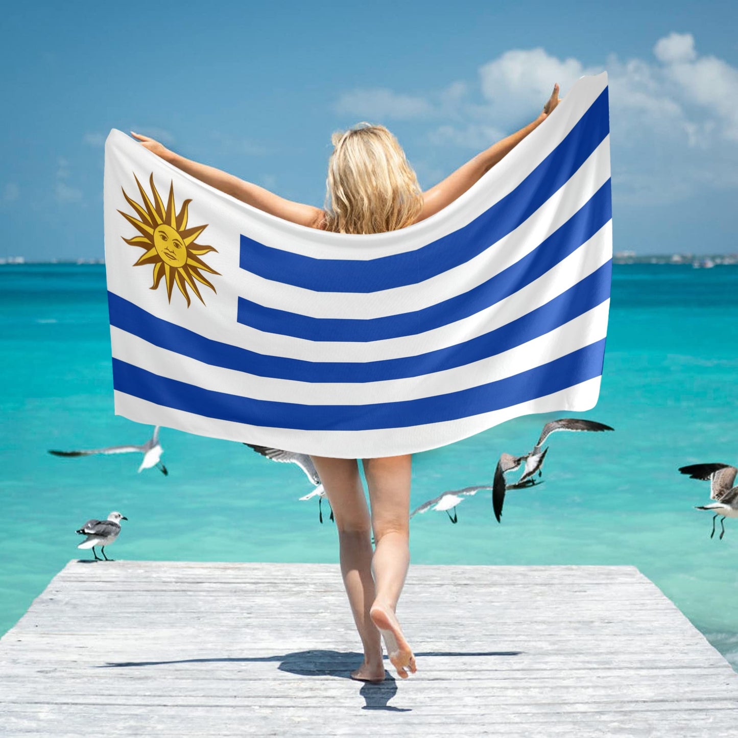 Uruguay Flag Beach Towel 31"x71" (Made in USA)